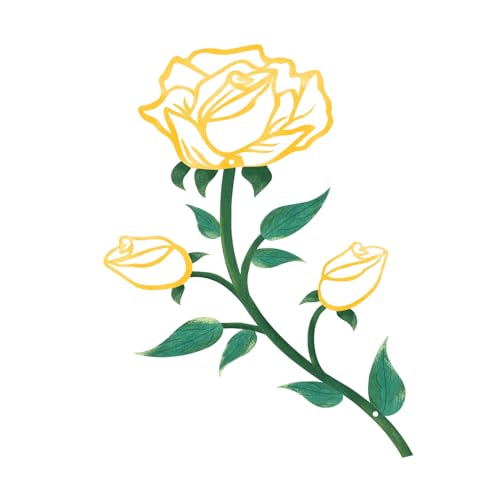 ESTART Metal Rose Tree Leaf Wall Decor, 15“H Metal Cute Floral Wall Art - color: 1 Piece-Yellow Green