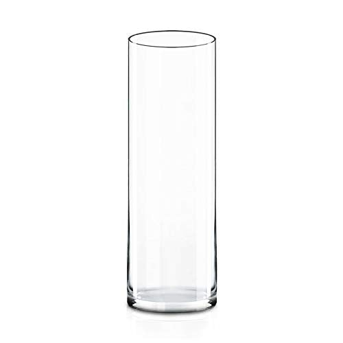 CYS Excel Clear Glass Cylinder Flower Vase, 14" Height x 4" Diameter, Elegant Hand-Blown Glass Wedding Floral Centerpiece Versatile Hurricane Candle Holder - size: H-14" D-4"