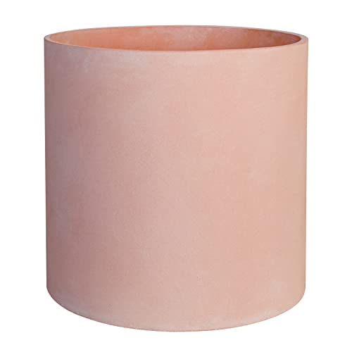 FaithLand 8 Inch Fiberstone Planter - Lightweight Modern Cylinder Plant Pot with Drainage Hole & Plug, Indoor Outdoor Use, Terracotta Color - color: Terracotta, size: 8 inch