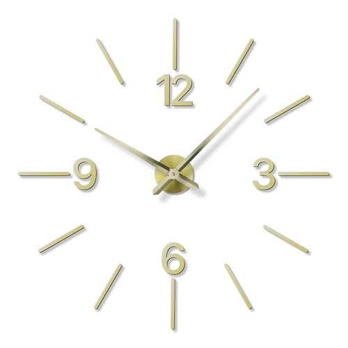 DIY Wall Clock, 3D Mirror Effect, Adjustable up to 65 in, Gold - color: Gold