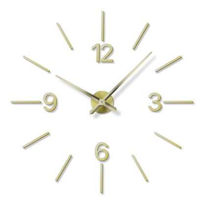 DIY Wall Clock, 3D Mirror Effect, Adjustable up to 65 in, Gold - color: Gold