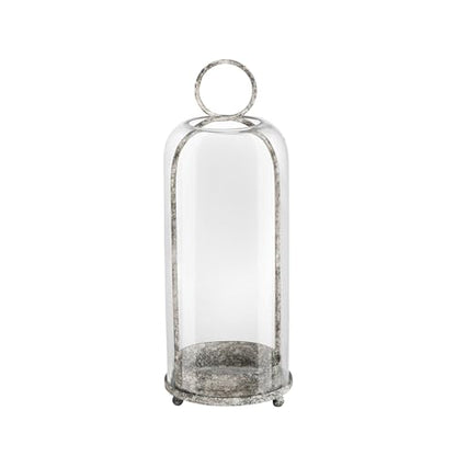 16" High Versatile Modern Metal Hurricane Lantern with Handmade Sturdy Glass Dome in Rustic Black for Pillar Candle & Plants, Industrial, Farmhouse, Shabby Chic - color: Black Shabby, size: 6.3"x16.5"