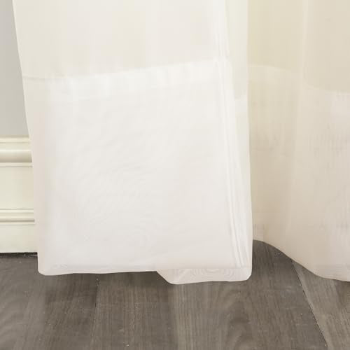 No. 918 53566 Emily Sheer Voile Rod Pocket Curtain Panel, 59" x 54", Eggshell - color: Eggshell, size: 54"W x 59"L (Pack of 1), style: Emily