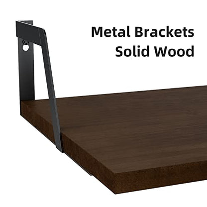 SRIWATANA Dark Walnut Deep Floating Shelves, Set of 2 Wood Wall Shelf Unit - color: Dark Walnut