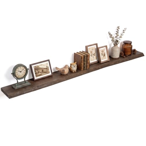 72in Live Edge Solid Elm Floating Shelves, Walnut, Set of 1 - color: Walut Color, size: Live Edge 72 inch, 1Pack