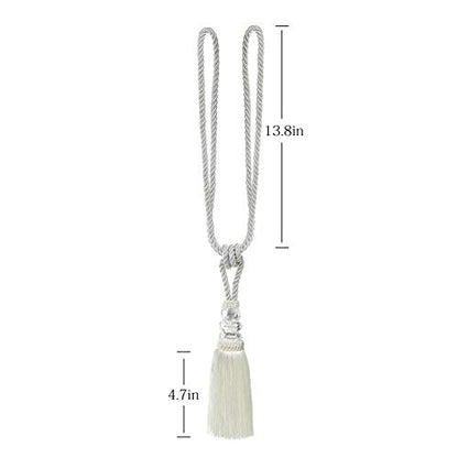 BEL AVENIR 2 Pack Curtain Tiebacks Hand-Woven Holdbacks Tassels Tiebacks - color: White, size: 2 Pack