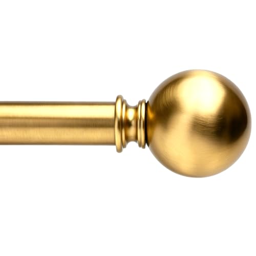 Golde Curtain Rods for Windows 18 to 45 inches,1 Inch Modern Metal Drapery Rods,Adjustable Heavy Duty Curtain Pole with Round Finials(18"-45"Warm Golden) - color: Warm Golden, size: 18"-45"