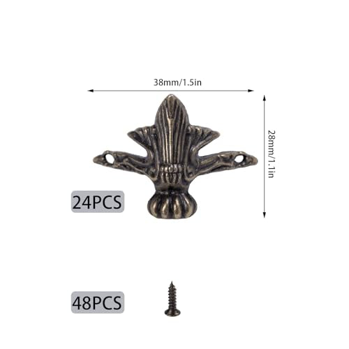 24Pcs Antique Brass Box Legs Feet Corner Protectors with Screws - size: StyleB