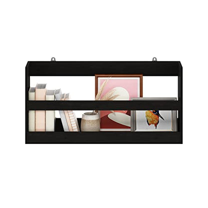 Furinno HERMITE Floating Nursery Book Shelves for Wall, Espresso - color: Espresso, size: Rectangle, Set of 1