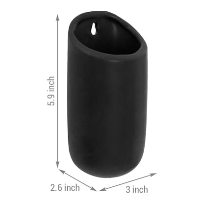 MyGift 6 Inch Black Ceramic Wall Planters for Succulents, Set of 4 - color: Matte Black (6 Inch)