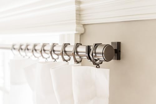 BlastHome® Luxury Adjustable Curtain Rod Brackets, Gunmetal/Pewter - color: Gunmetal/Pewter