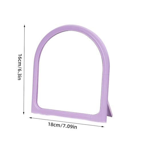 Desk Makeup Mirror,Small Cute Vanity Mirror for Office Cubicle Table,Purple - color: Purple