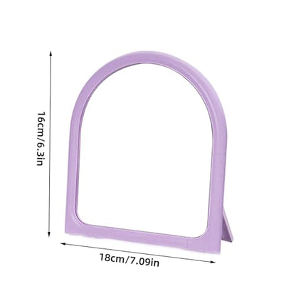 Desk Makeup Mirror,Small Cute Vanity Mirror for Office Cubicle Table,Purple - color: Purple