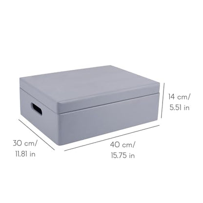 Creative Deco XL Gray Wooden Box Storage with Hinged Lid - color: Gray, size: XL | Handles