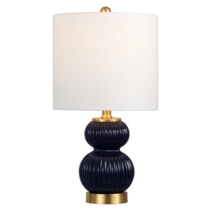 JONATHAN Y Daphne Ribbed Gourd Metal/Glass Table Lamp 20", Navy - color: Navy