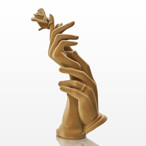 Couple Statue with Soft Velvety Texture Wedding Decor, Brown - color: Hand Rose-brown