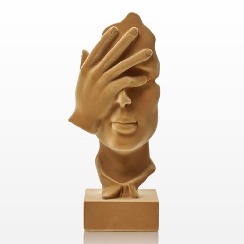 Thinker Statue See No Evil with Soft Velvety Texture, Brown - color: Nosee-brown