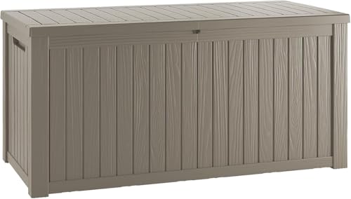 TARKARI 180 Gallon Resin Outdoor Storage Box, Waterproof & UV-Resistant Deck Box Lockable for Outdoor Cushion Storage, Garden Tools & Pool Accessories Storage, Gray - color: Gray, size: 180 gallons