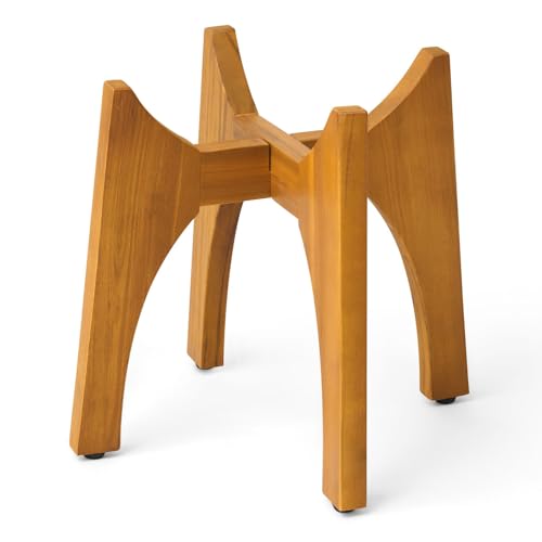 KUTE NEST 13" H x 14.8" W Acacia Solid Wood Plant Stand - Golden Teak - color: Golden Teak, size: High - Small - 13"H x 14.8"W