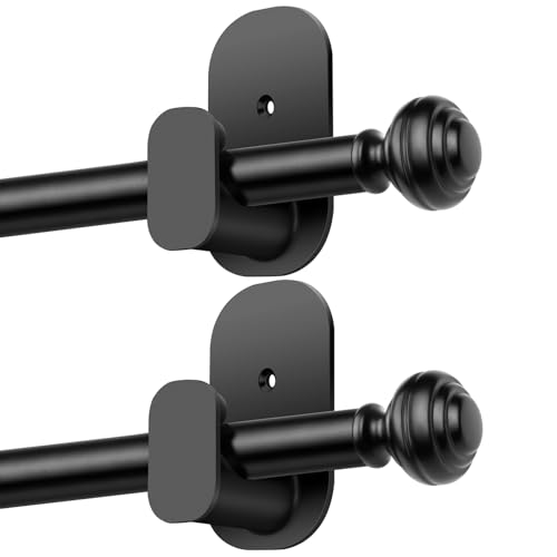 KAMANINA No Drill Curtain Rods for Windows 32 to 58 Inches, 2 Pack, Black - color: Black, size: 32-58"（2Pack）