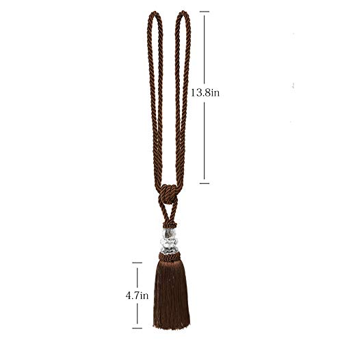BEL AVENIR 2 Pack Curtain Tiebacks Hand-Woven Holdbacks Tassels Tiebacks - color: Coffee, size: 2 Pack