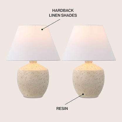 JONATHAN Y Myron 18" Concrete Effect Table Lamp, Cream, Set of 2 - color: Cream