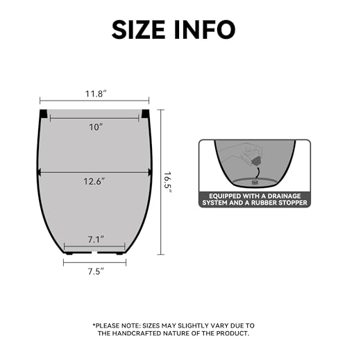 Kante Accent Round Curved Weathered Concrete Planter 12.6" Dia, Outdoor - color: Weathered Concrete, size: 16.5 Inch Tall
