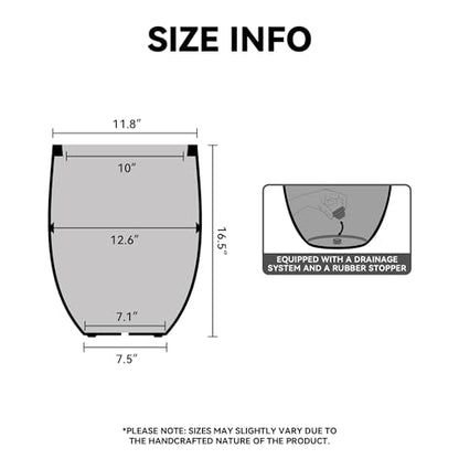 Kante Accent Round Curved Charcoal Concrete Planter 12.6" Dia, Outdoor - color: Charcoal, size: 16.5 Inch Tall