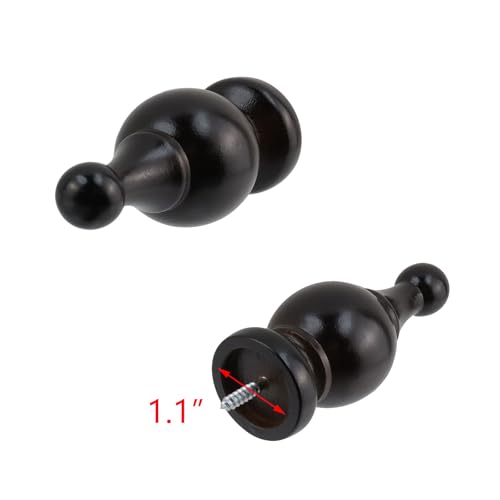 T Tulead Wood Curtain Rod Finials Brown 1.1-Inch 4-PCS - style: Brown, 1.1", 4PCS