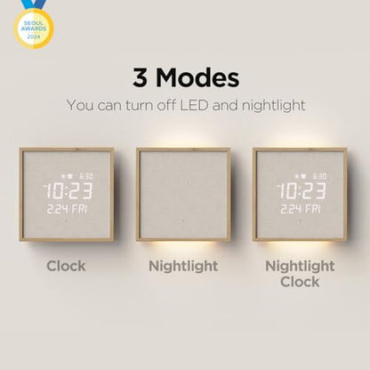 mooas Wooden Frame LED Silent Wall Clock (Wooden Frame Light Brown) - color: Wooden Frame Light Brown