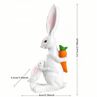 YANGMEI White Resin Easter Rabbit Statue, Snuggling Bunnies with Carrot Easter Figurine, Spring Holiday Tabletop Home Garden Decoratio - color: A