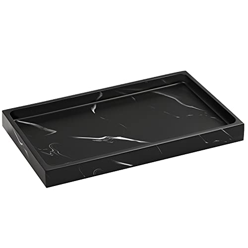 Luxspire Resin Bathroom Vanity Tray for Countertop Organizer, M, Ink Black - color: Ink Black, size: Medium