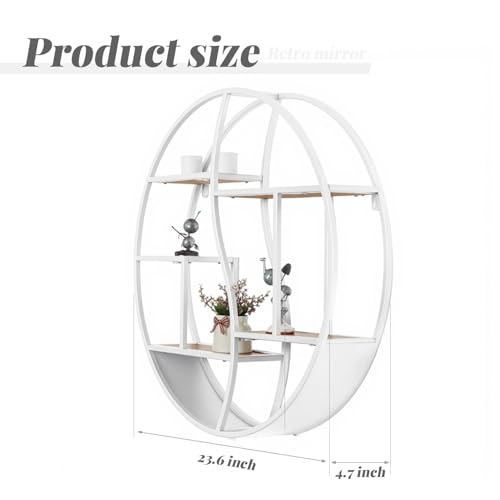 Round Wall Shelf,Decorative Circle Floating Shelves - color: White