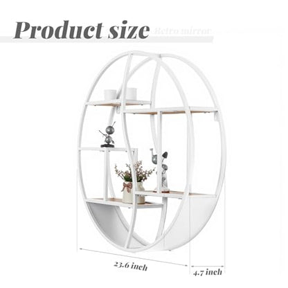 Round Wall Shelf,Decorative Circle Floating Shelves - color: White