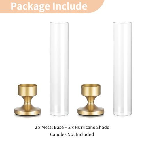 NUPTIO Hurricane Candle Holder for Centerpiece: Gold Taper Candle Holders - size: 2 pcs