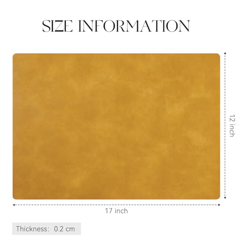 MOSAYT Vinyl Faux Leather Placemats, Set of 6, Yellow - color: Yellow