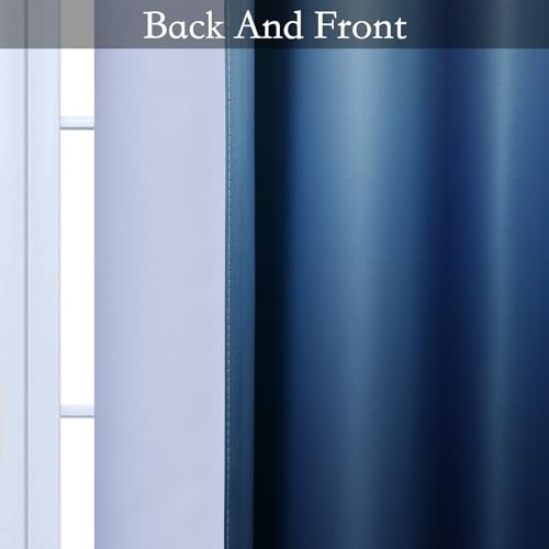 SimpleHome Ombre Gradient Blue White to Gray Curtains for Bedroom, 42Wx63L - color: Blue and White, size: 42"W x 63"L (Pack of 2)