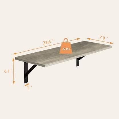DINZI LVJ Wall Shelves, 23.6" Long Floating Shelves with Metal Brackets - color: Grey Wash, size: 23.6 Inch