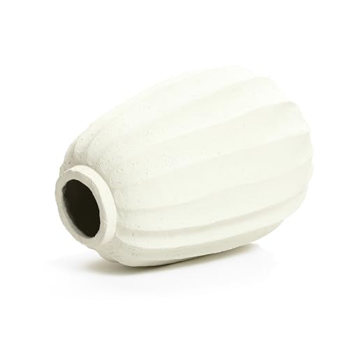 LuxenHome Floor Flower Vase,23'' Off White Rustic Ceramic Vase,Modern Large Vase for Living Room Decor,Round Pottery Home Décor Accents,Big Vases Room Home Decor