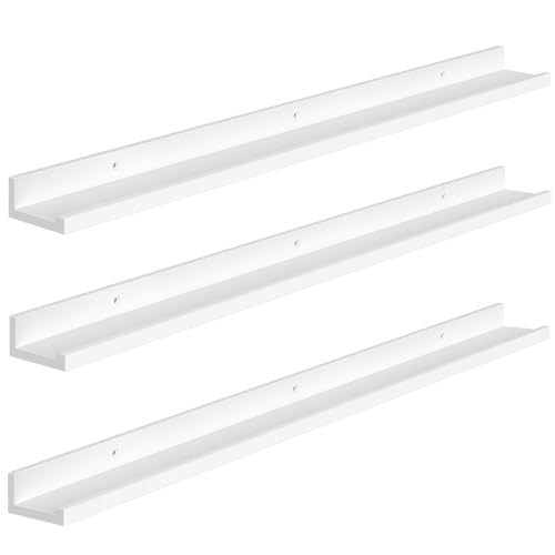 HOOBRO Floating Shelves, Wall Shelf Set of 3, 35.4 Inches Hanging Shelf - color: White, size: 35.4 Inches