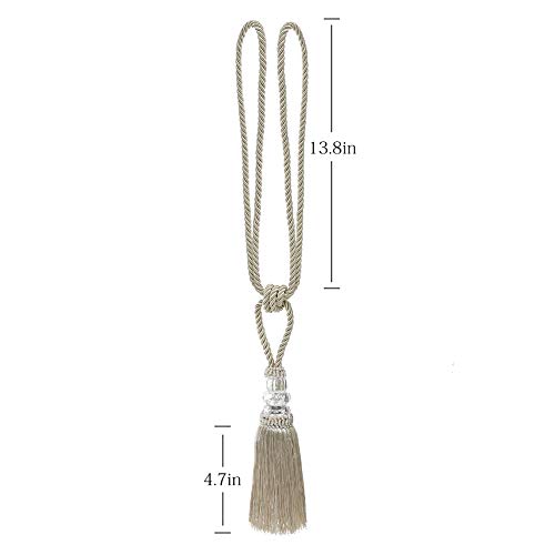 BEL AVENIR 2 Pack Curtain Tiebacks Hand-Woven Holdbacks Tassels Tiebacks - color: Beige, size: 2 Pack