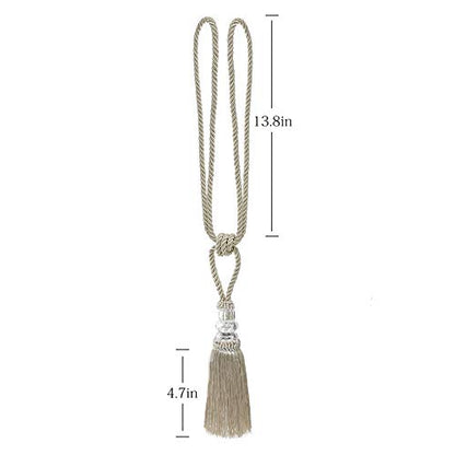 BEL AVENIR 2 Pack Curtain Tiebacks Hand-Woven Holdbacks Tassels Tiebacks - color: Beige, size: 2 Pack