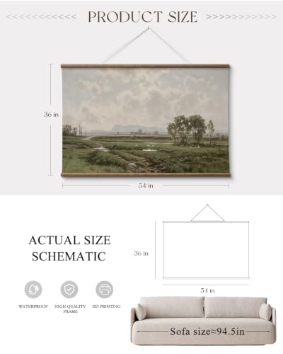 ARPEOTCY Extra Large Framed Wall Art, Pastoral Landscape Wall Art, 36x54In - color: Wetland Landscape