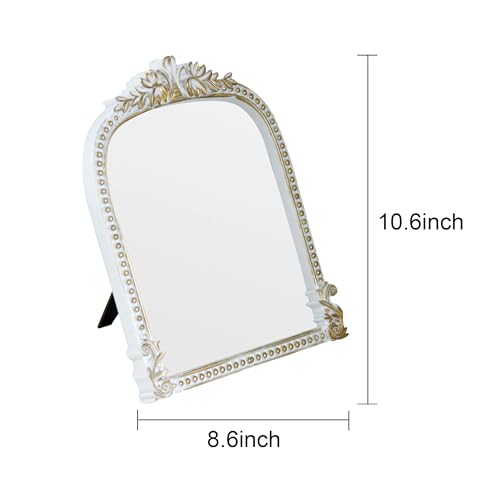 Gold Plastic Arched Makeup Mirror (White-2PACK, 10.6" L x 8.3" W) - color: White-2pack