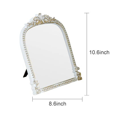 Gold Plastic Arched Makeup Mirror (White-2PACK, 10.6" L x 8.3" W) - color: White-2pack