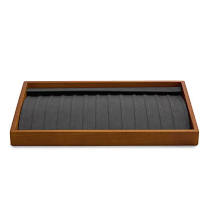 Oirlv Wood 13 Grids Necklace/Bracelet/Pendant Display Tray Jewelry Drawer Organizer Stackable Jewelry Trays(Grey) - color: Grey 13 grid necklace/pendant/bracelet tray