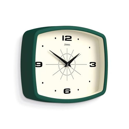 JONES CLOCKS® Movie wall Clock | Rectangular Retro Clock | 10" | Green - color: Eden Green