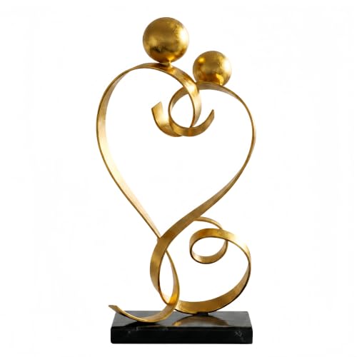 FUNTEREST Metal Heart Sculpture, Abstract Iron Statue Home Decor - color: Gold