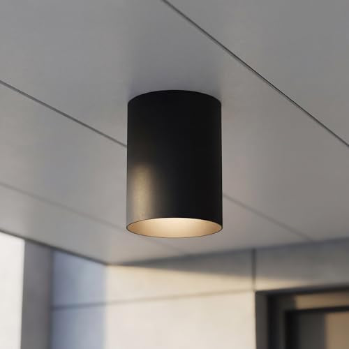 Progress Lighting 5-Inch Cylinder Outdoor Flush Mount Ceiling Light, Black - color: Black