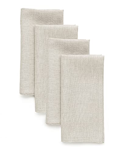 Solino Home 100% 순수 리넨 냅킨 내추럴, 아테나 50.8 x 50.8cm(20 x 20인치), 4개 세트 - color: 01: 라이트 내추럴, size: 20" x 20" (Set of 4)